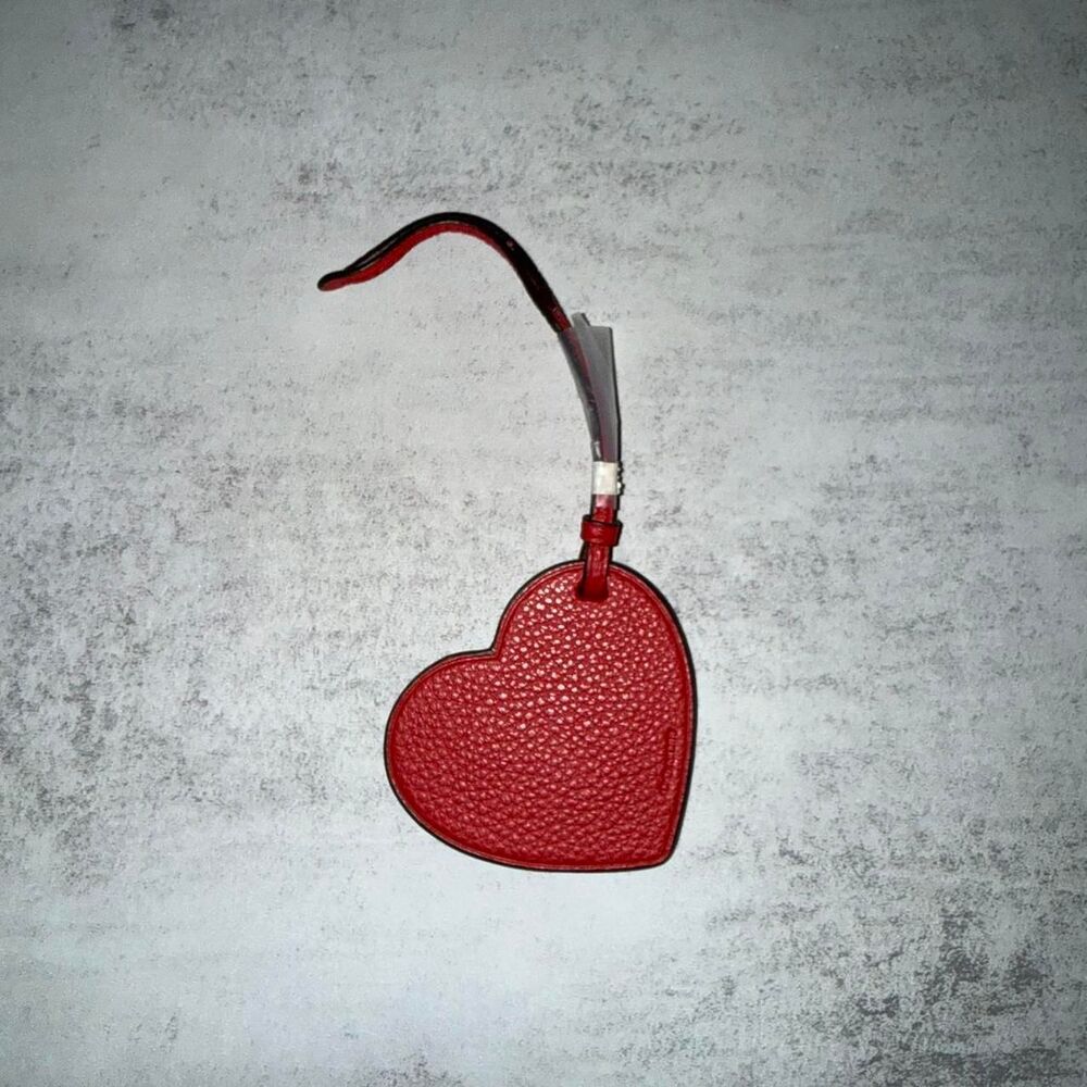Coach Red heart shaped leather luggage tag